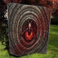 3D Illusion Jersey Devil Halloween Quilt Monster Horned Skull Fire Well