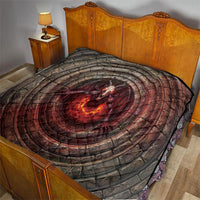 3D Illusion Jersey Devil Halloween Quilt Monster Horned Skull Fire Well