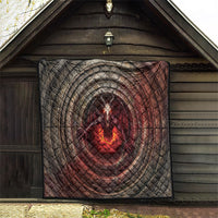 3D Illusion Jersey Devil Halloween Quilt Monster Horned Skull Fire Well