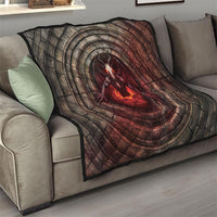3D Illusion Jersey Devil Halloween Quilt Monster Horned Skull Fire Well