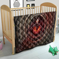 3D Illusion Jersey Devil Halloween Quilt Monster Horned Skull Fire Well
