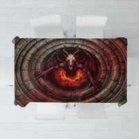 3D Illusion Jersey Devil Halloween Tablecloth Monster Horned Skull Fire Well