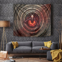 3D Illusion Jersey Devil Halloween Tapestry Monster Horned Skull Fire Well
