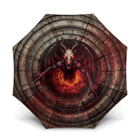 3D Illusion Jersey Devil Halloween Umbrella Monster Horned Skull Fire Well
