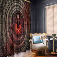 3D Illusion Jersey Devil Halloween Window Curtain Monster Horned Skull Fire Well