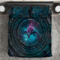 3D Illusion Chupacabra Halloween Bedding Set Monster Glowing Spines Stone Well