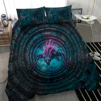 3D Illusion Chupacabra Halloween Bedding Set Monster Glowing Spines Stone Well