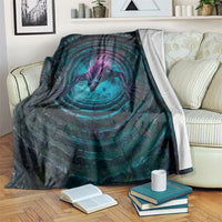 3D Illusion Chupacabra Halloween Blanket Monster Glowing Spines Stone Well