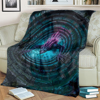 3D Illusion Chupacabra Halloween Blanket Monster Glowing Spines Stone Well