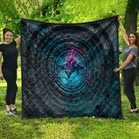 3D Illusion Chupacabra Halloween Quilt Monster Glowing Spines Stone Well