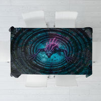 3D Illusion Chupacabra Halloween Tablecloth Monster Glowing Spines Stone Well