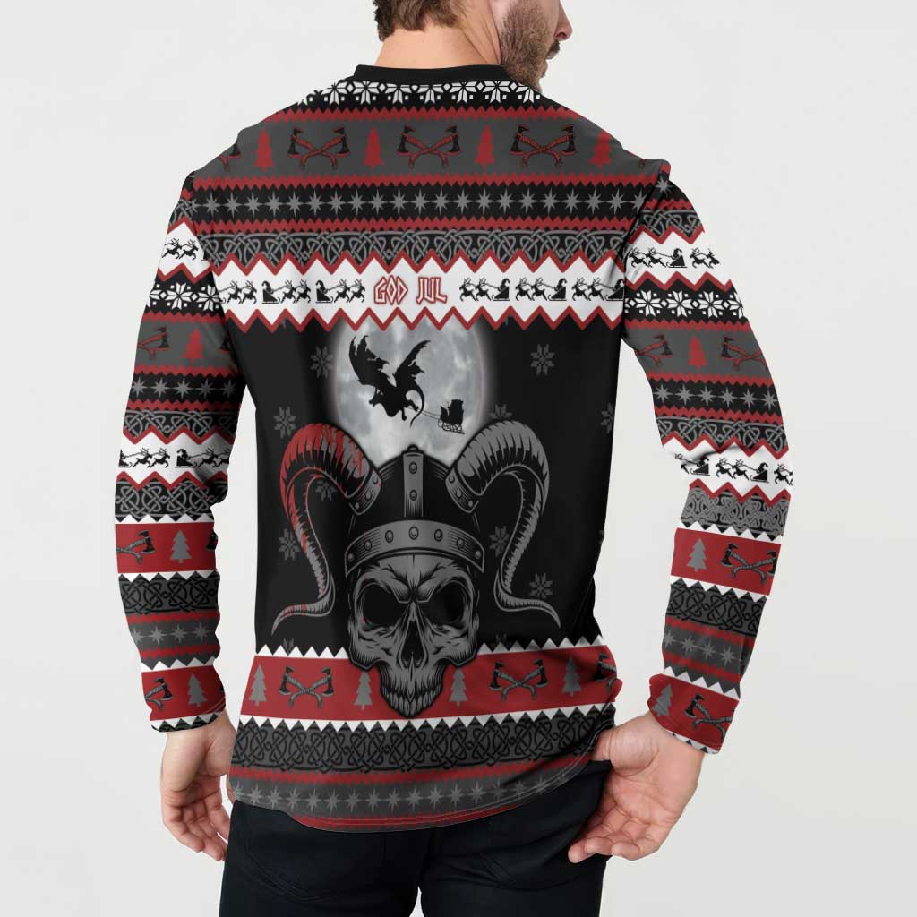 Vikings Christmas Button Sweatshirt Fa La La La Fus Ro Dah - Wonder Print Shop