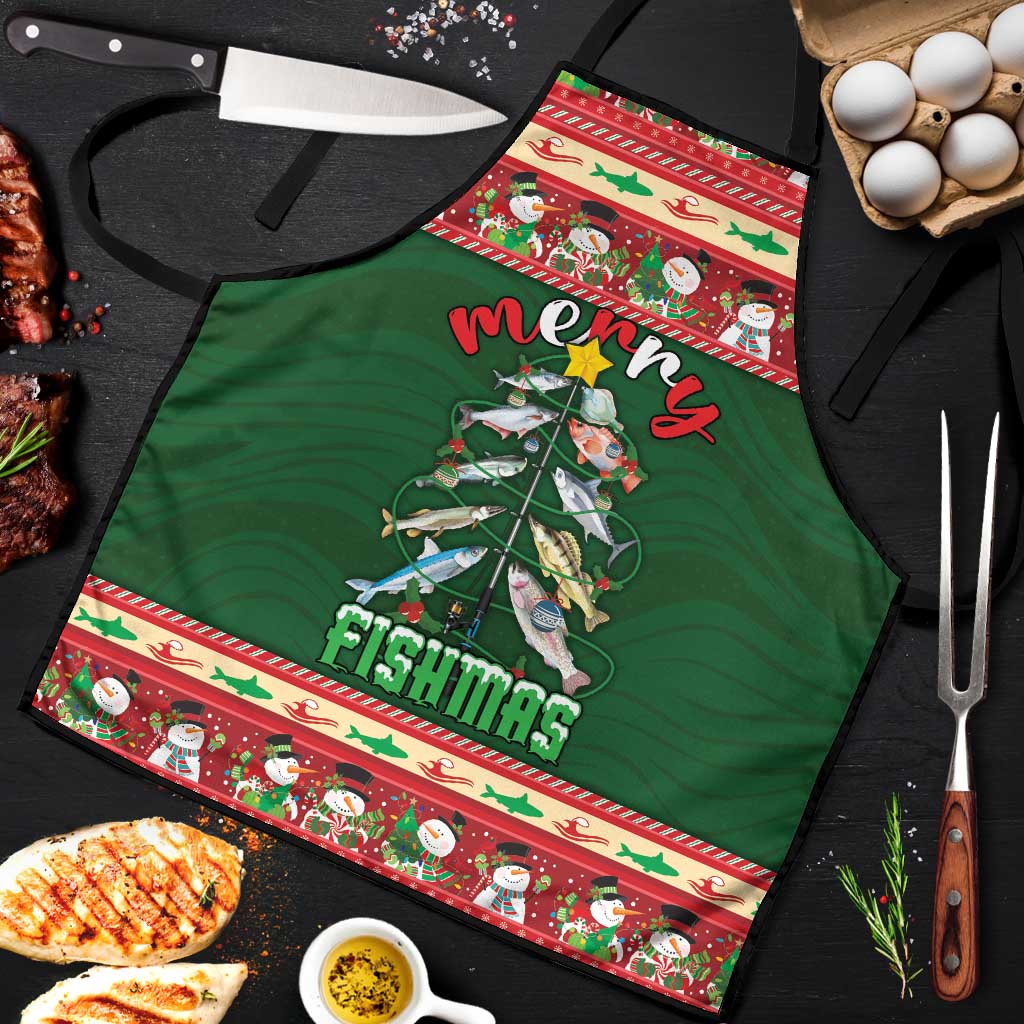 Fishing Christmas Apron Merry Fishmas - Wonder Print Shop