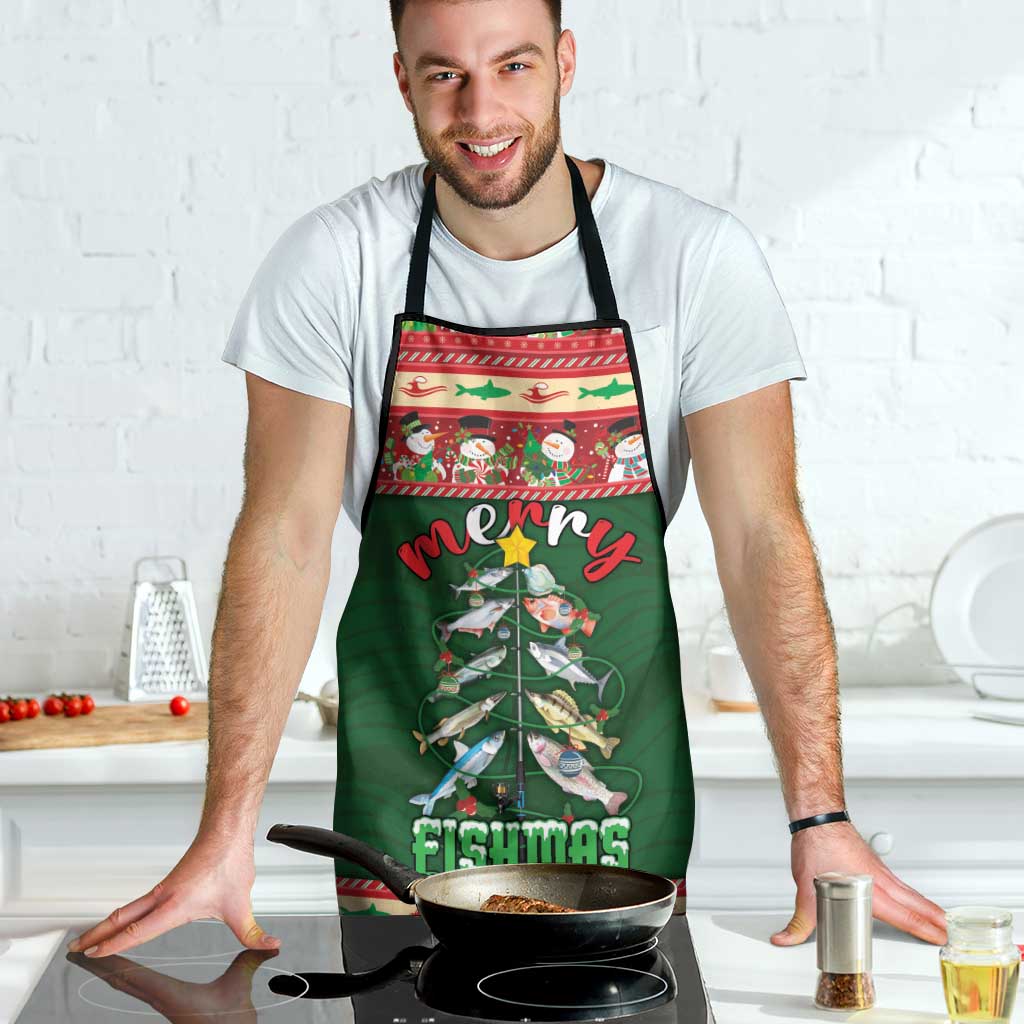 Fishing Christmas Apron Merry Fishmas - Wonder Print Shop