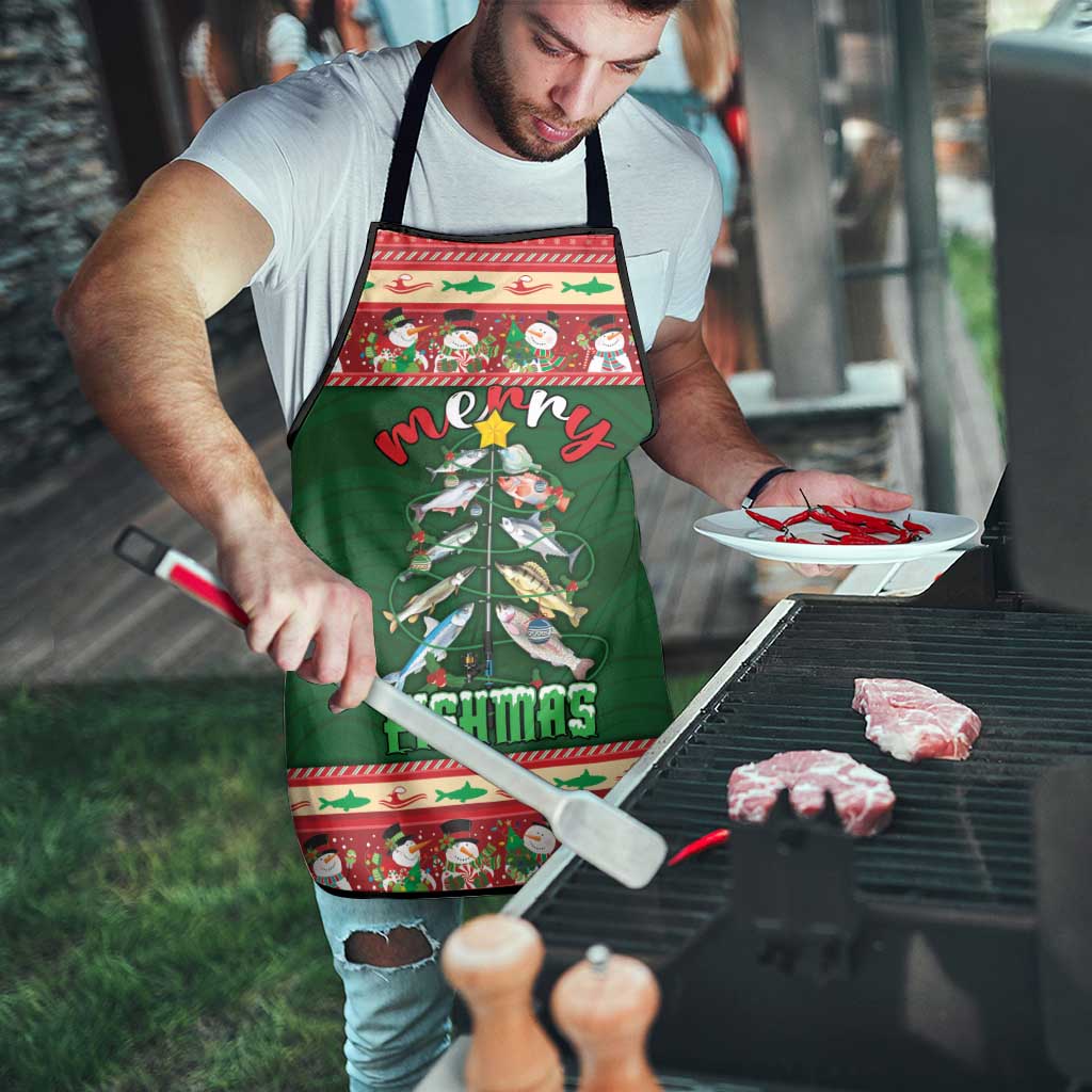 Fishing Christmas Apron Merry Fishmas - Wonder Print Shop