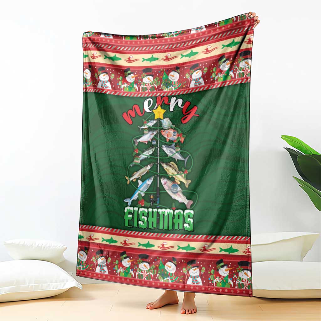 Fishing Christmas Blanket Merry Fishmas - Wonder Print Shop