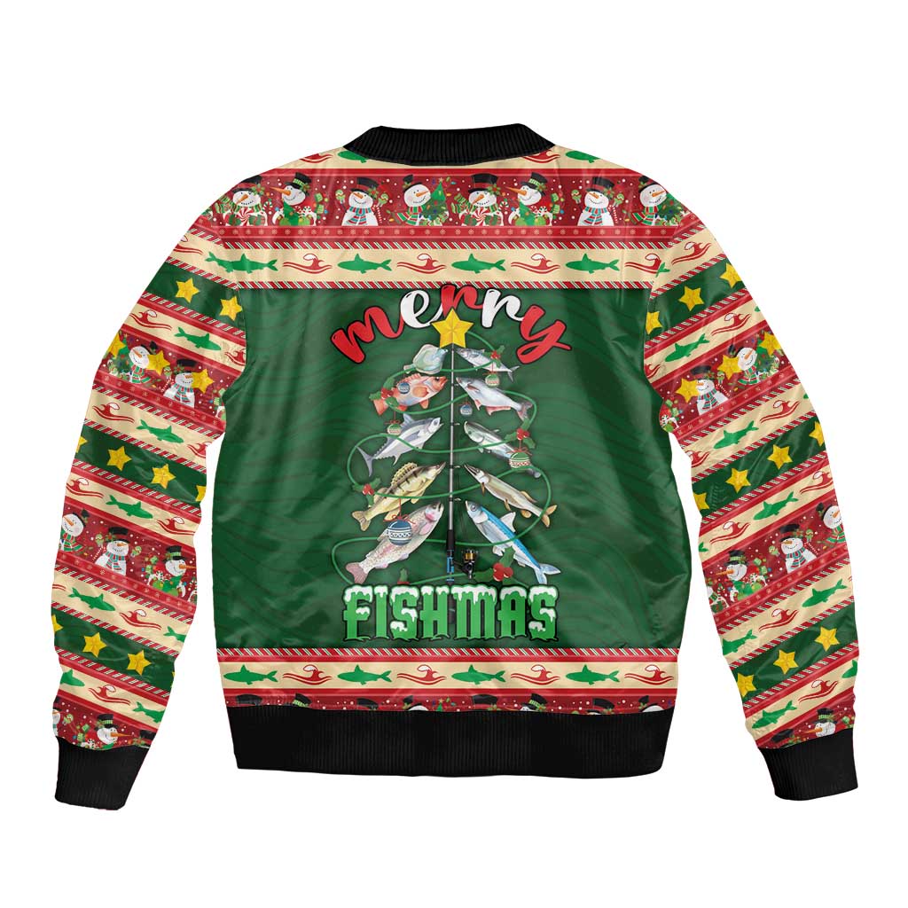Fishing Christmas Bomber Jacket Merry Fishmas - Wonder Print Shop