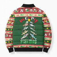 Fishing Christmas Bomber Puffer Jacket Merry Fishmas - Wonder Print Shop
