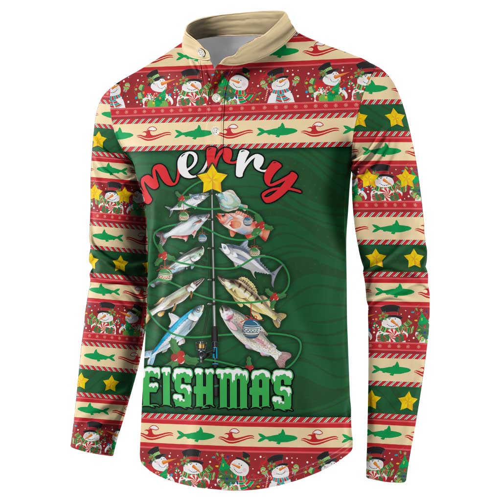 Fishing Christmas Button Sweatshirt Merry Fishmas - Wonder Print Shop