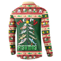 Fishing Christmas Button Sweatshirt Merry Fishmas - Wonder Print Shop