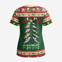 Fishing Christmas Scrub Top Merry Fishmas - Wonder Print Shop