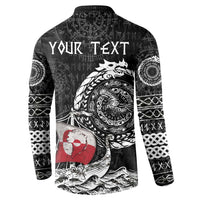 Personalized Viking Greenland Button Sweatshirt Greenlander Viking Ship