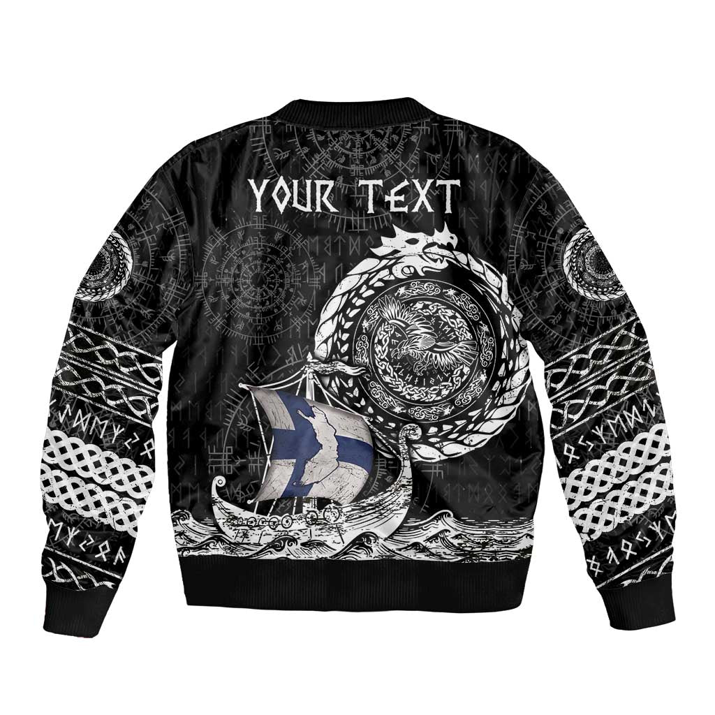 Personalized Viking Finland Bomber Jacket Finnish Viking Ship