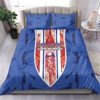 Paraguay Football Bedding Set Trophy Grunge Stripes