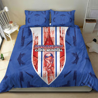 Paraguay Football Bedding Set Trophy Grunge Stripes