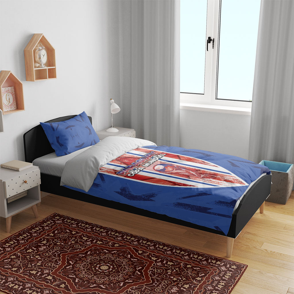 Paraguay Football Bedding Set Trophy Grunge Stripes
