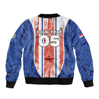 Custom Paraguay Football Bomber Jacket Trophy Grunge Stripes