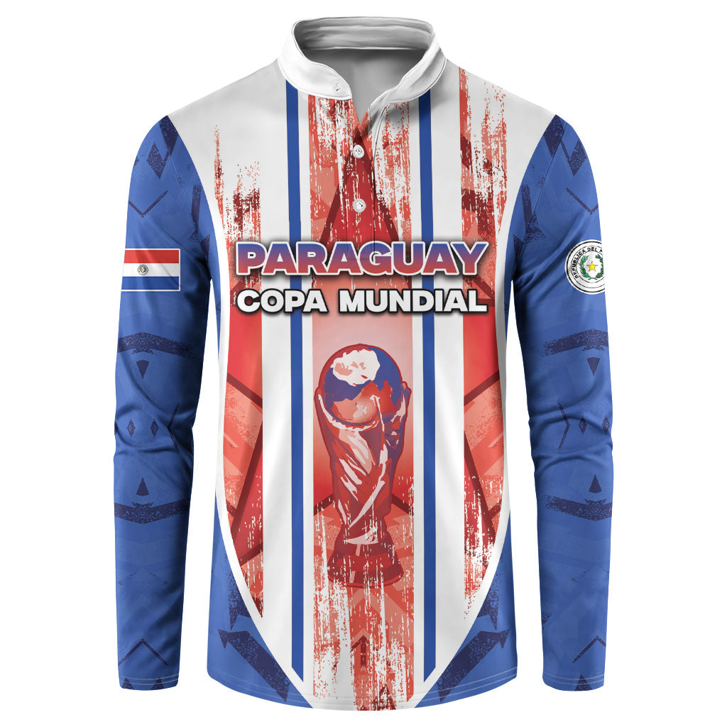 Custom Paraguay Football Button Sweatshirt Trophy Grunge Stripes