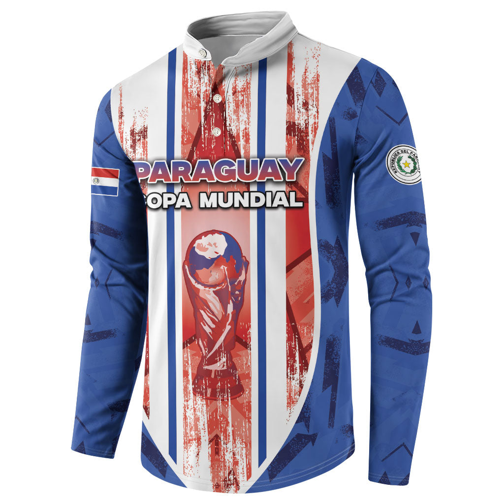 Custom Paraguay Football Button Sweatshirt Trophy Grunge Stripes