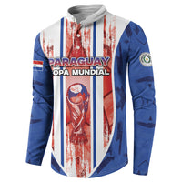 Custom Paraguay Football Button Sweatshirt Trophy Grunge Stripes