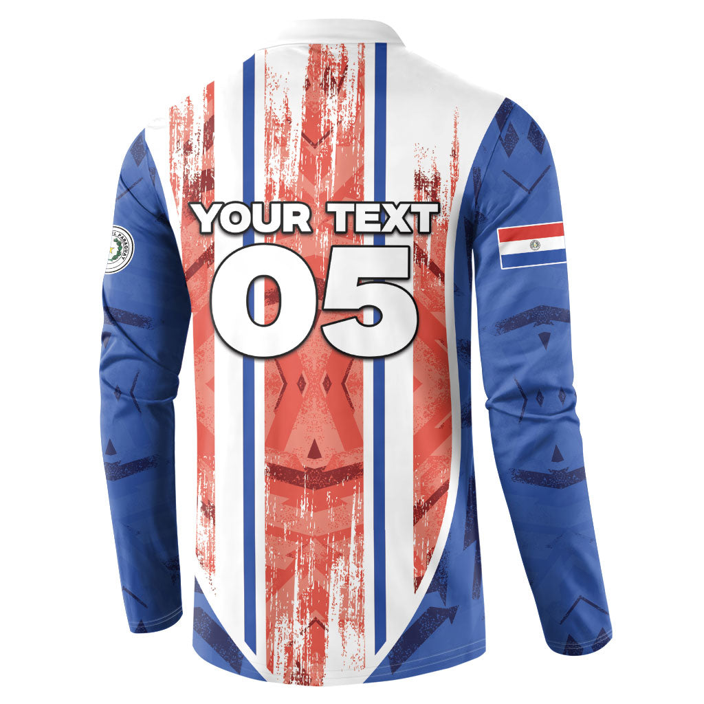 Custom Paraguay Football Button Sweatshirt Trophy Grunge Stripes