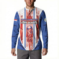 Custom Paraguay Football Button Sweatshirt Trophy Grunge Stripes