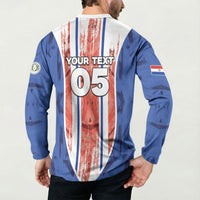 Custom Paraguay Football Button Sweatshirt Trophy Grunge Stripes
