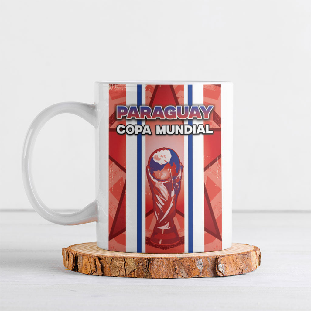 Custom Paraguay Football Ceramic Mug Trophy Grunge Stripes