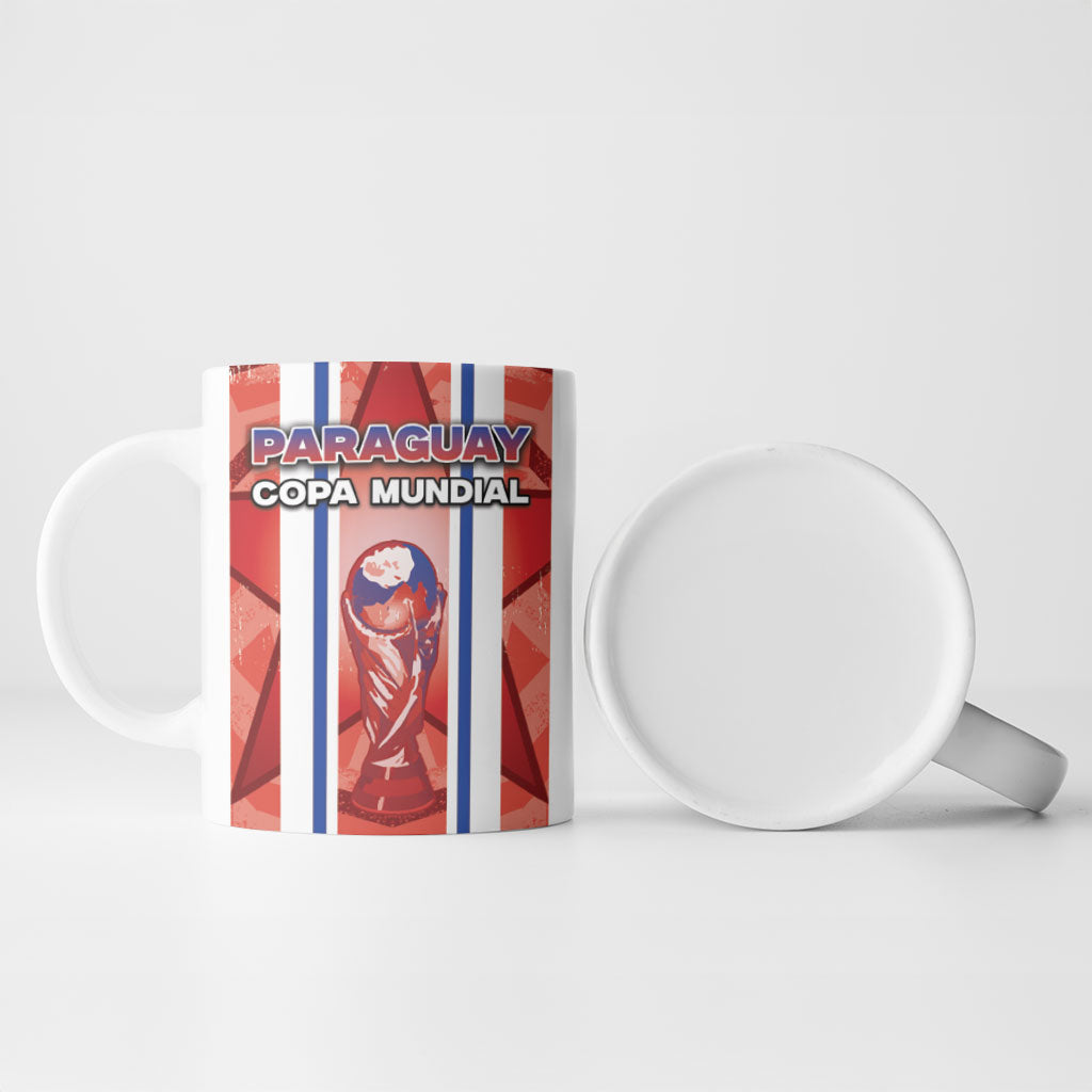 Custom Paraguay Football Ceramic Mug Trophy Grunge Stripes