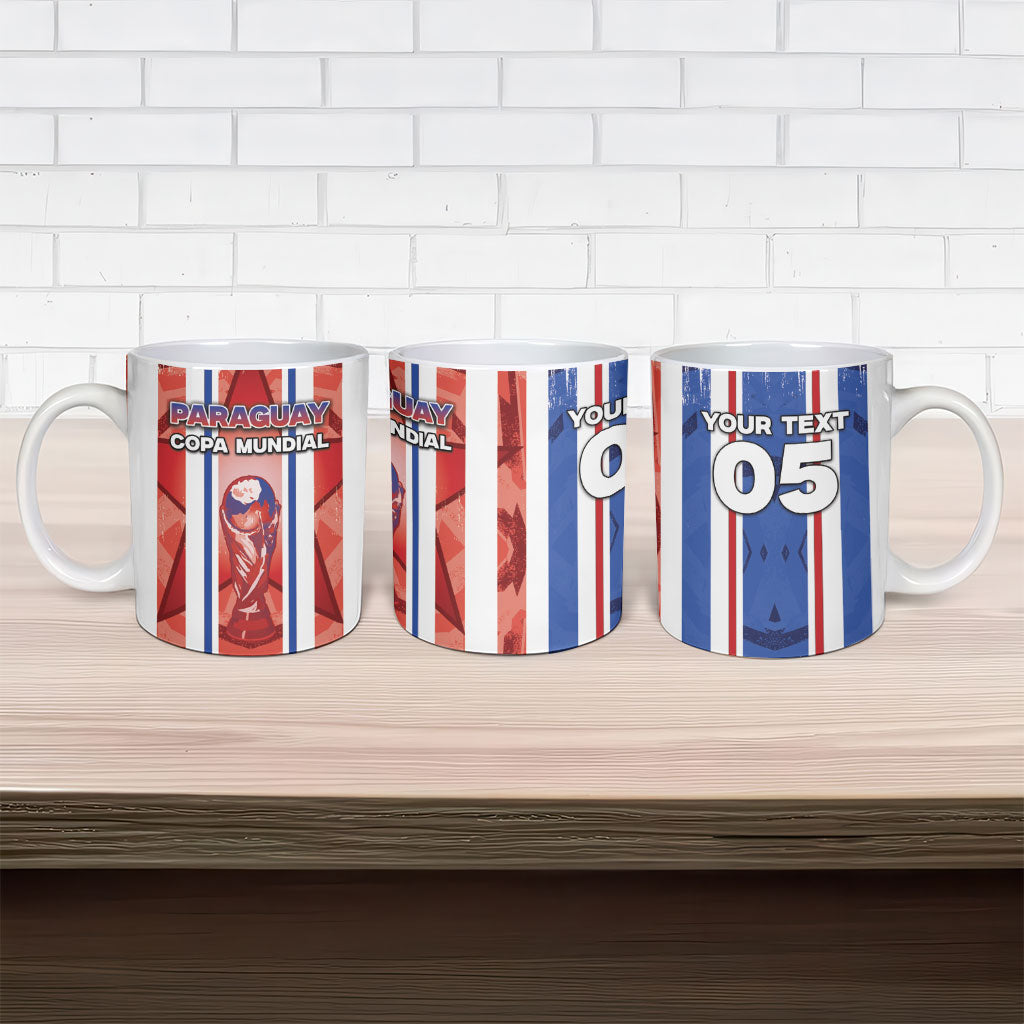 Custom Paraguay Football Ceramic Mug Trophy Grunge Stripes