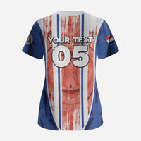 Custom Paraguay Football Scrub Top Trophy Grunge Stripes