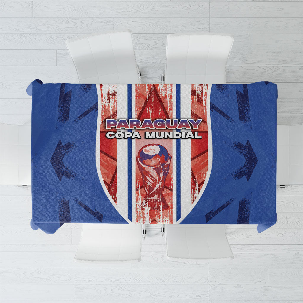 Paraguay Football Tablecloth Trophy Grunge Stripes