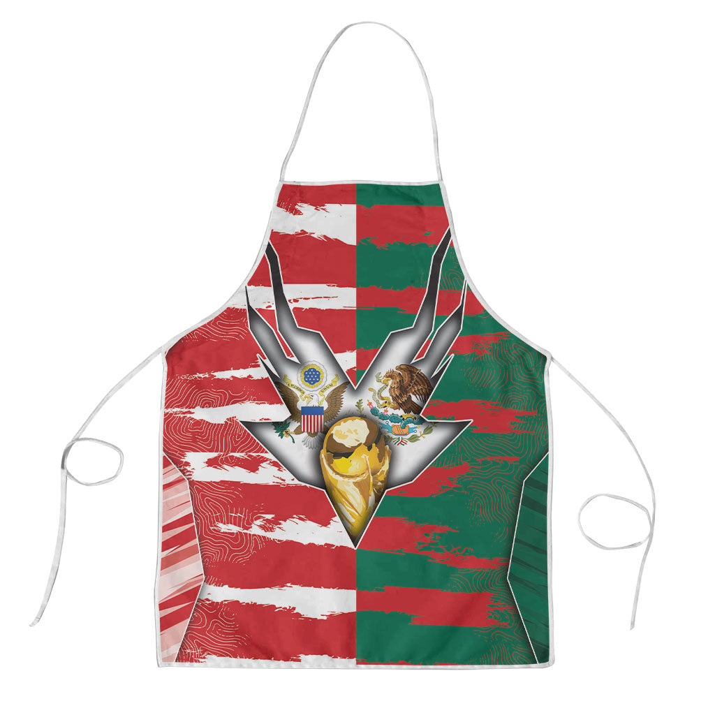 USA And Mexico Football Apron Split Flag Golden Trophy Grunge