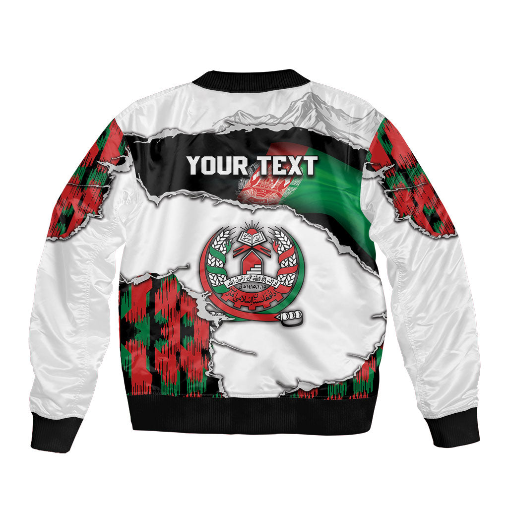 Personalized Afghanistan Bomber Jacket Snow Leopard With Flag Ripped Style