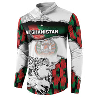 Personalized Afghanistan Button Sweatshirt Snow Leopard With Flag Ripped Style