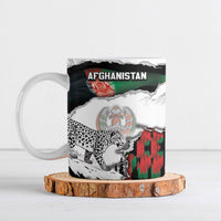 Personalized Afghanistan Ceramic Mug Snow Leopard With Flag Ripped Style