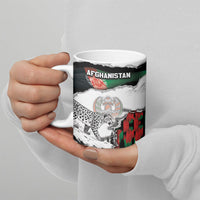 Personalized Afghanistan Ceramic Mug Snow Leopard With Flag Ripped Style