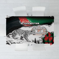 Afghanistan Tablecloth Snow Leopard With Flag Ripped Style
