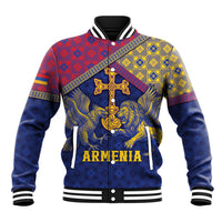 Personalized Armenia Baseball Jacket Golden Eagle And Lion Khachkar