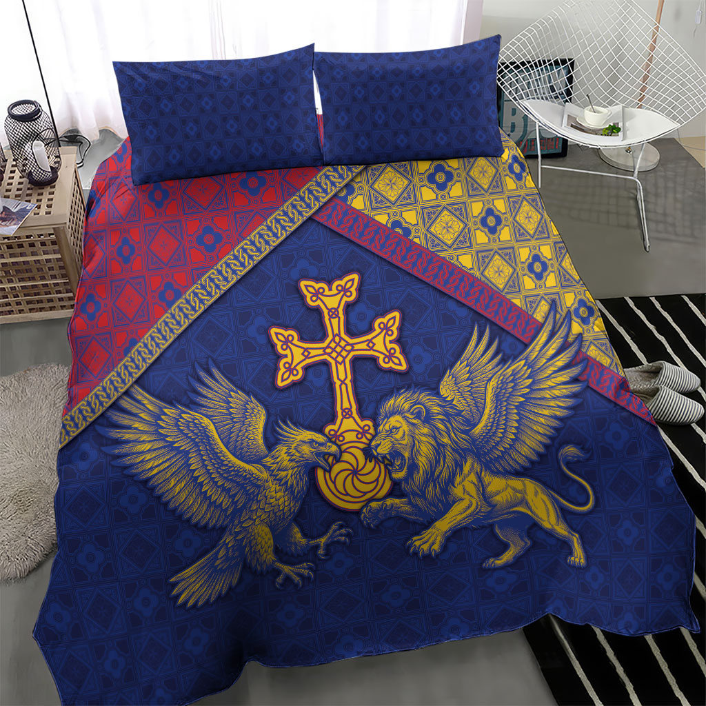 Armenia Bedding Set Golden Eagle And Lion Khachkar